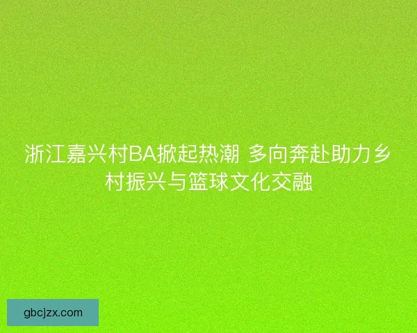 浙江嘉兴村BA掀起热潮 多向奔赴助力乡村振兴与篮球文化交融